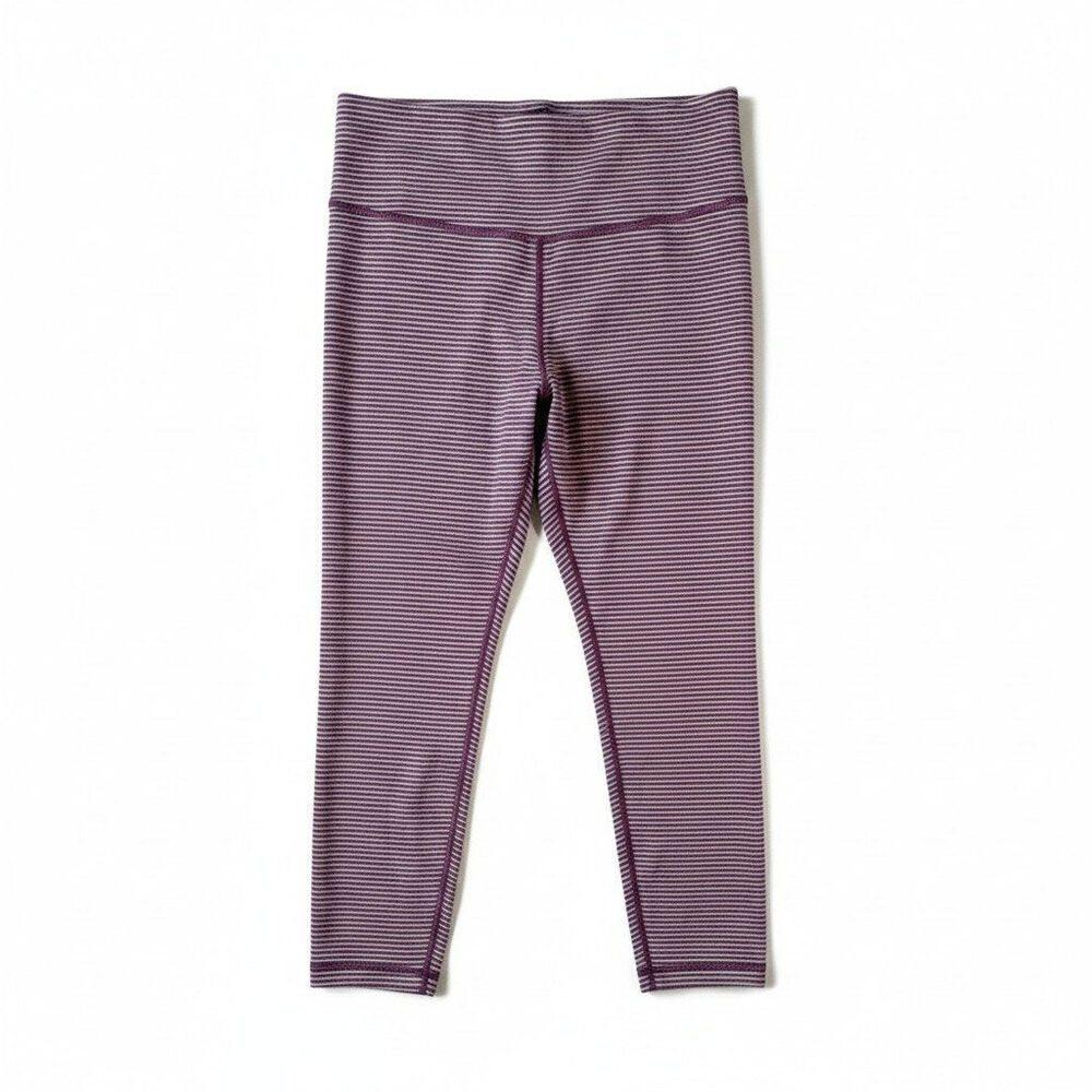 Gap Fit Eclipse Womens Striped Leggings Wine White Small Regular Activewear Gym